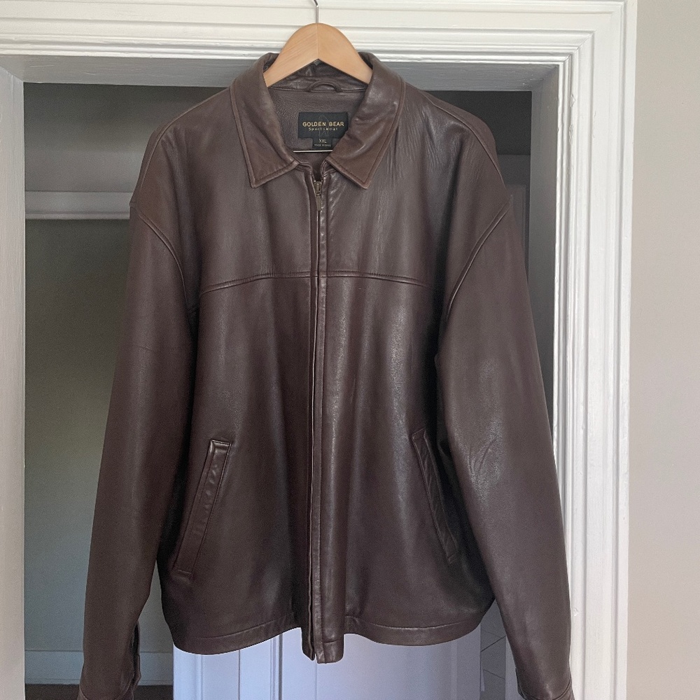 Mens Golden Bear Leather Jacket